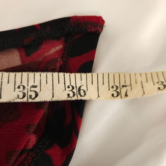 Chico's Travelers 3 Womens 16/18 Red Fire Blooms Floral Asymmetrical Top - Picture 9 of 9